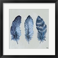 Framed 'Indigo Feathers I' border=