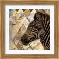 Framed 'Golden Safari I (Zebra)' border=