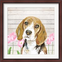 Framed Beagle With Flowers