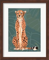Framed Cheetah Retro On Leaf Pattern