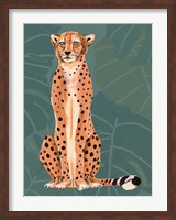 Framed Cheetah Retro On Leaf Pattern