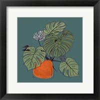 Framed Retro Pot On Teal II