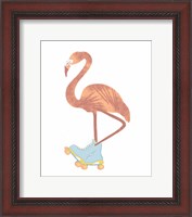 Framed Skating Flamingo
