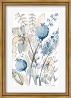 Framed Blue And White Floral I