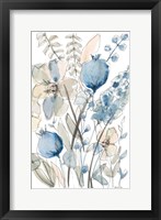 Framed Blue And White Floral I