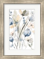 Framed Blue And White Floral II