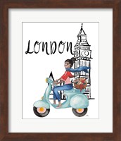 Framed 'London By Moped' border=