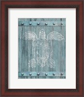 Framed White Turtle On Blue