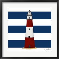 Framed Nautical Stripe Lighthouse