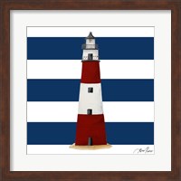 Framed Nautical Stripe Lighthouse