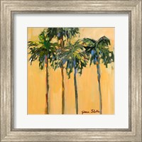 Framed Tropical Palms on Yellow