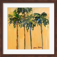 Framed Tropical Palms on Yellow