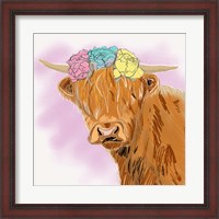 Framed Highland Cow With Crown