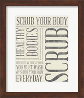 Framed 'Bath Reminders in Gray II' border=