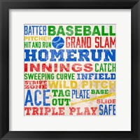 Colorful Baseball Typography Framed Print