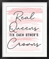 Framed Real Queens