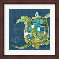 Framed Chentes Turtle on Blue