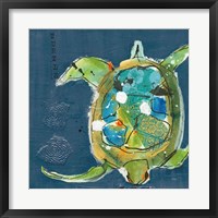 Framed Chentes Turtle on Blue