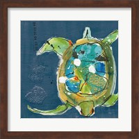 Framed Chentes Turtle on Blue