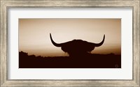 Framed Bull Set Sepia Crop