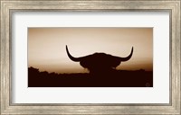 Framed Bull Set Sepia Crop