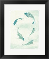 Framed Celadon Koi II