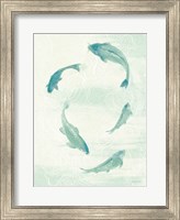 Framed Celadon Koi II