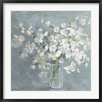 Framed Fresh White Bouquet Gray Crop