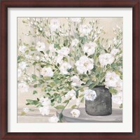 Framed White Bouquet Gray Vase