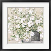 Framed White Bouquet Gray Vase