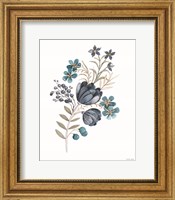 Framed Blue Botanical Mums
