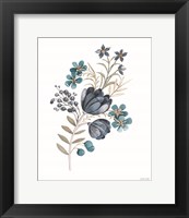 Framed Blue Botanical Mums