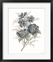 Blue Botanical Peonies Framed Print
