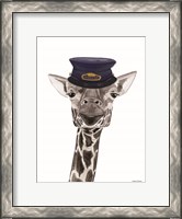 Framed Train Conductor Giraffe