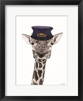 Framed Train Conductor Giraffe