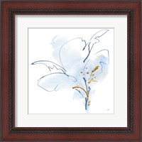 Framed Blue and Gold Floral IV