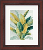 Framed Greenhouse Palm II Teal Green and Gold Crop