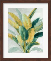 Framed Greenhouse Palm II Teal Green and Gold Crop