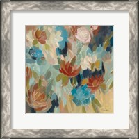 Framed Blue and Sienna Floral
