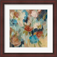 Framed Blue and Sienna Floral