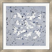 Framed 19th Century Butterfly Constellations in Blue II