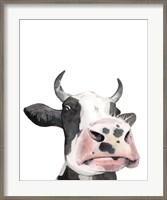 Framed Watercolor Cow Portrait I