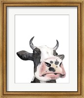 Framed Watercolor Cow Portrait I