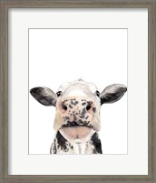 Framed Watercolor Cow Portrait II