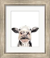 Framed Watercolor Cow Portrait II