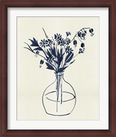 Framed Indigo Floral Vase I