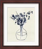 Framed Indigo Floral Vase I