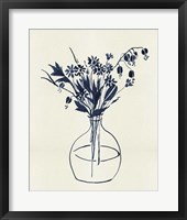 Indigo Floral Vase I Framed Print