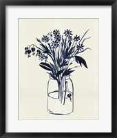 Indigo Floral Vase II Framed Print