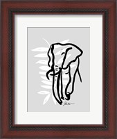 Framed Inked Safari Leaves II-Elephant